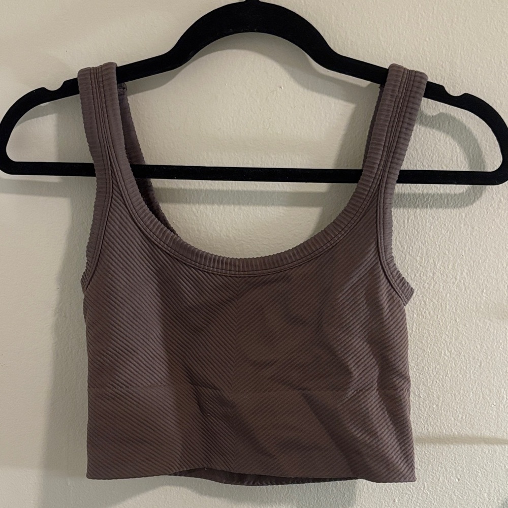 Pacsun brown ribbed cropped tank top